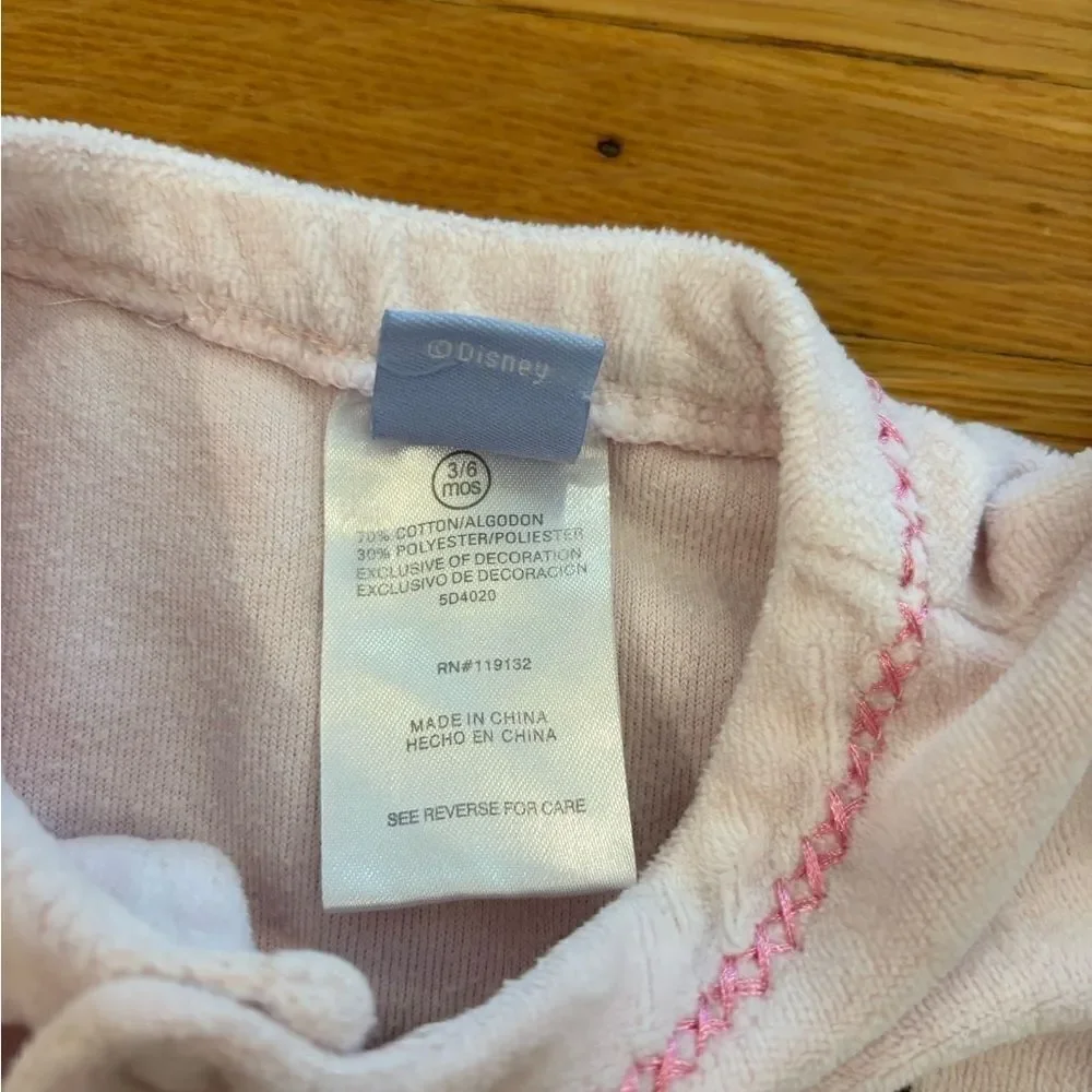 Winnie the Pooh Disney Light pink velour footed onesie